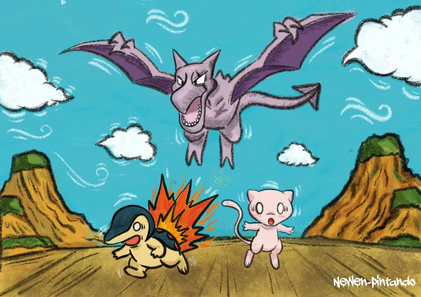 Cyndaquil y Aerodactyl, Mew Adventures 1
