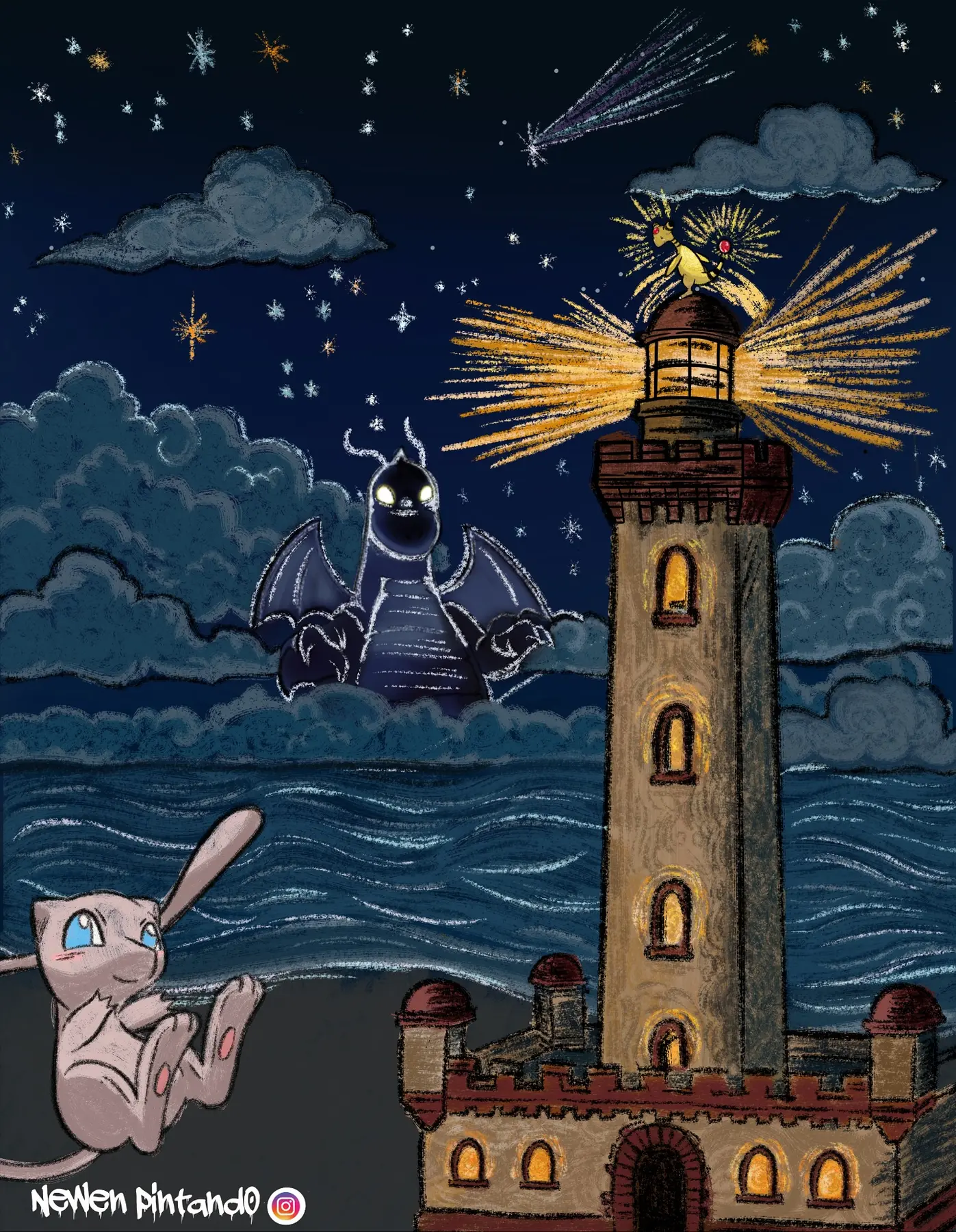 Mew y Dragonite en el faro, Mew Adventures 6