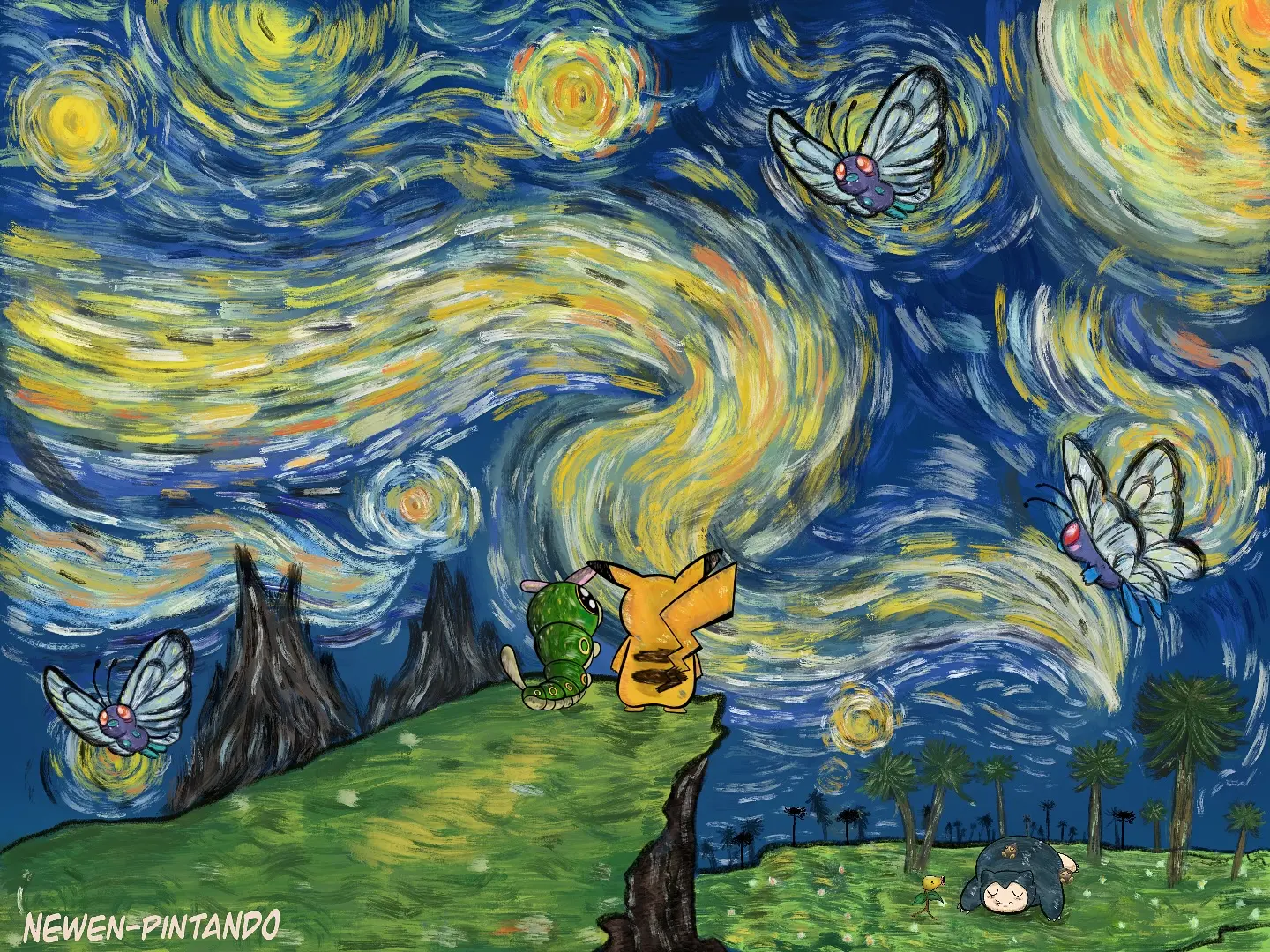 Pikachu y Caterpie