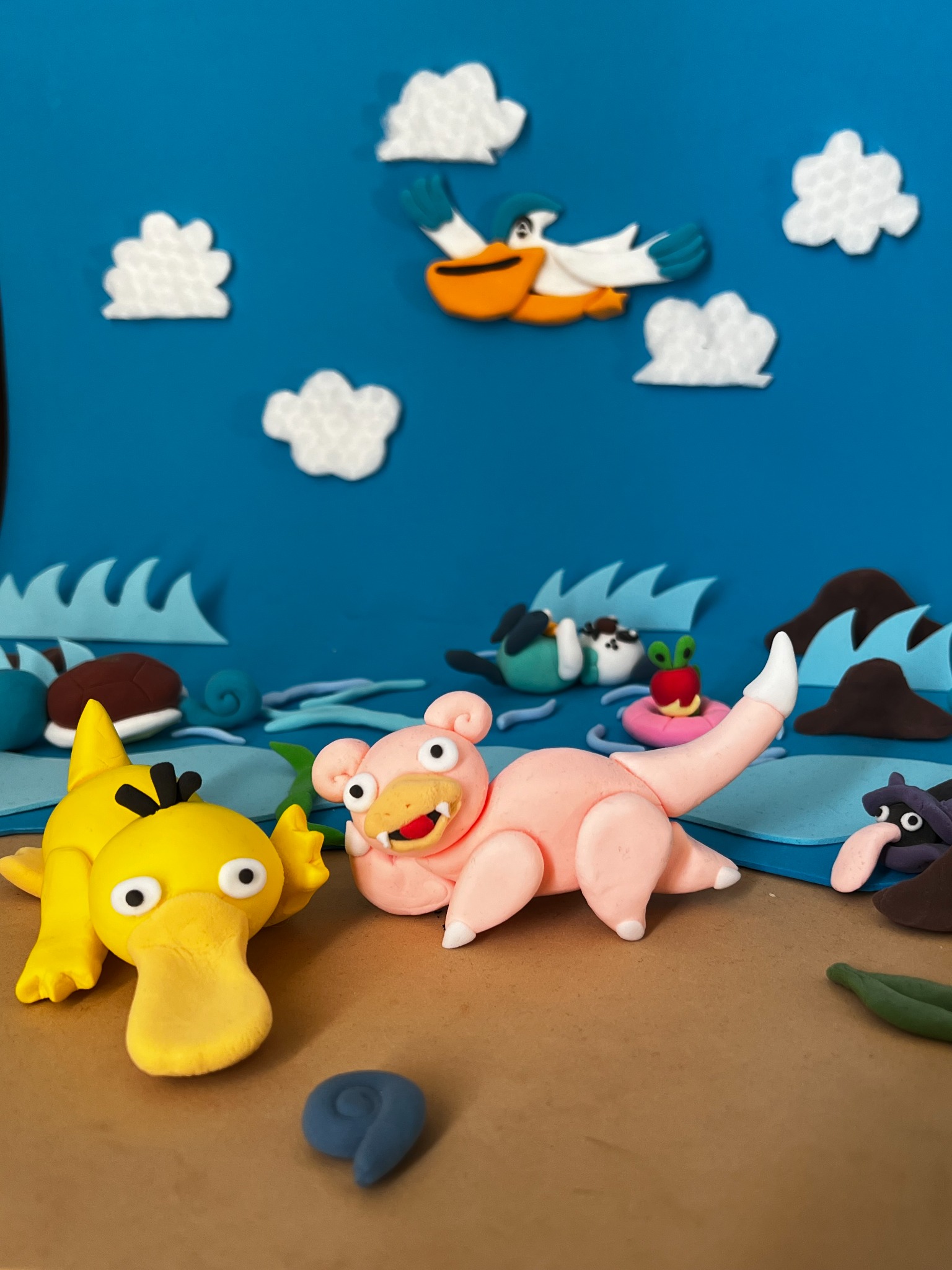 Psyduck y Slowpoke: un día de descanso en la playa